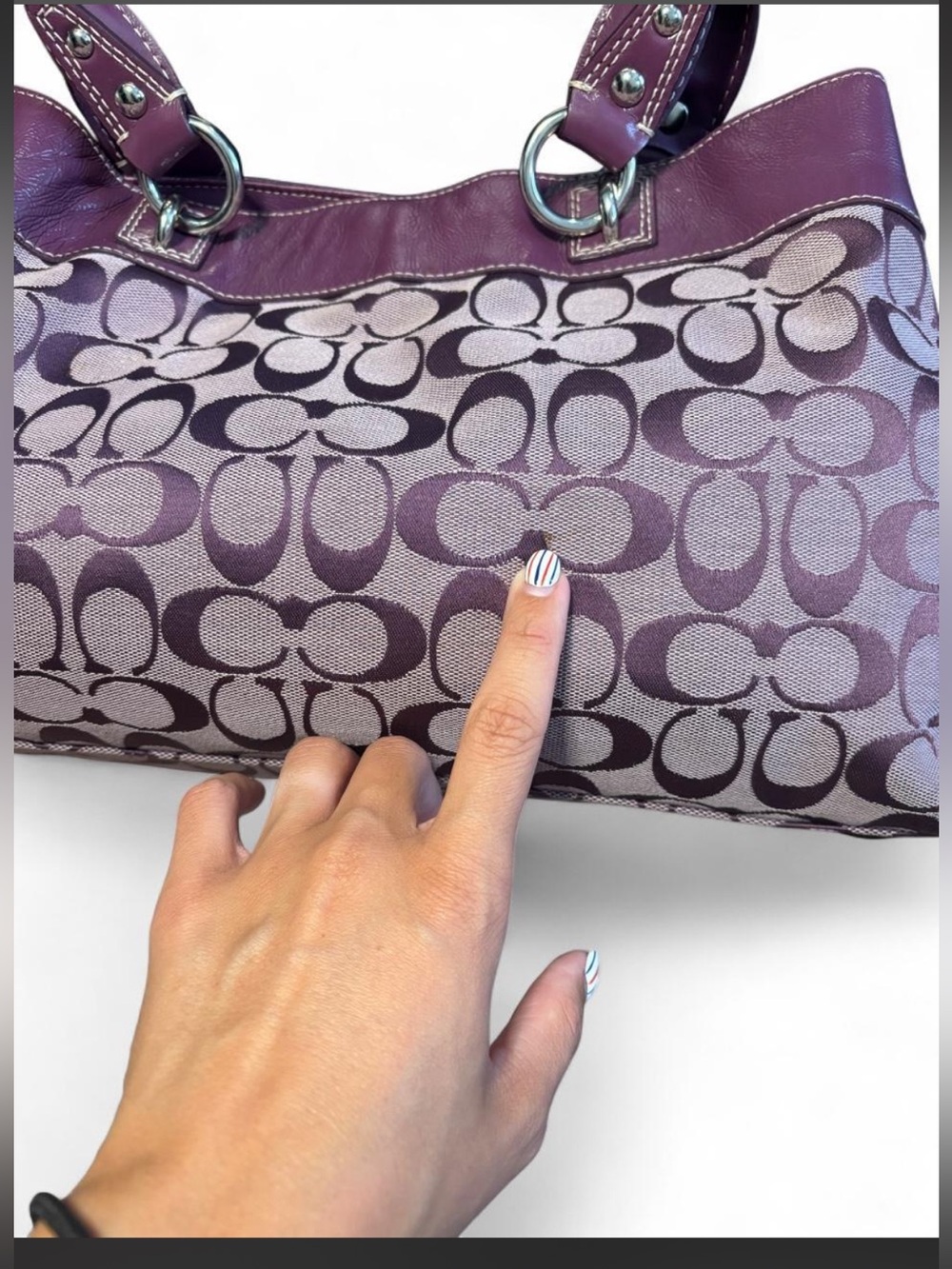 Coach F14569 Signature Purple Jacquard Gallery Tote Y2K Shoulder Bag - Picture 4 of 8